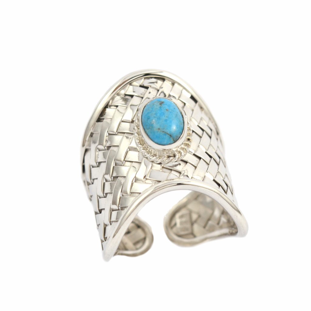 Cincin Perak Anyaman Turquoise R343