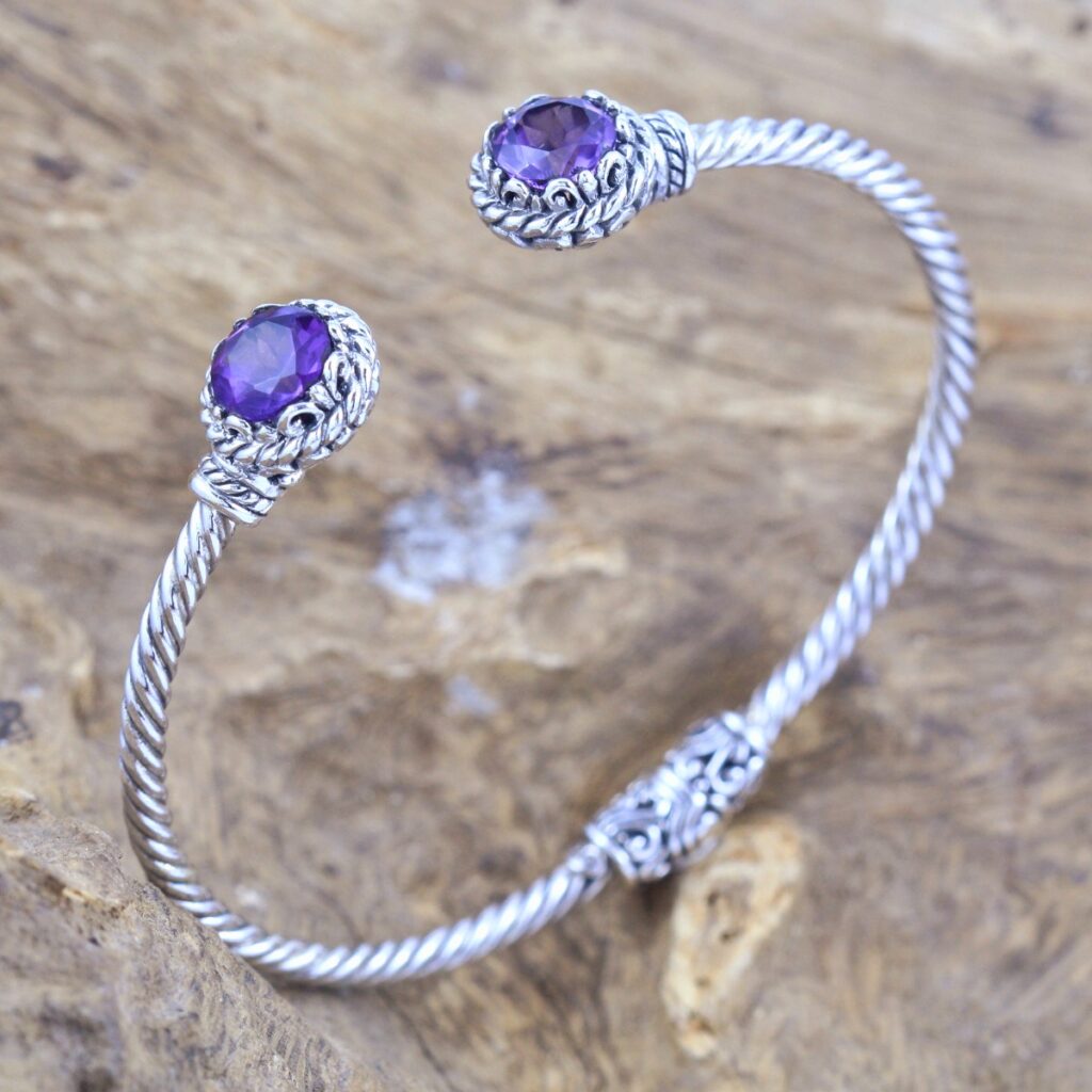 Gelang Cuff Perak Bali Permata (Cable Bracelet) B396