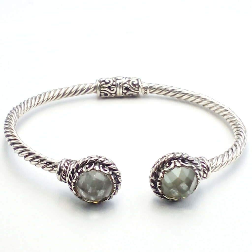 Gelang Cuff Perak Bali Permata (Cable Bracelet) B396