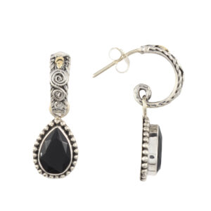 Anting Perak Tusuk Wanita Permata Black Onyx E1495BLX