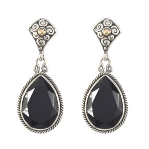 Anting Tusuk Perak 925 Wanita Black Onyx E1525