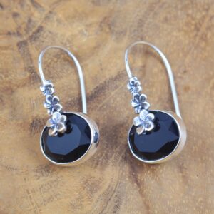 Anting Perak 925 Wanita Black Onyx E1526