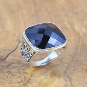 Cincin Perak 925 Pria Dengan Black Onyx R477