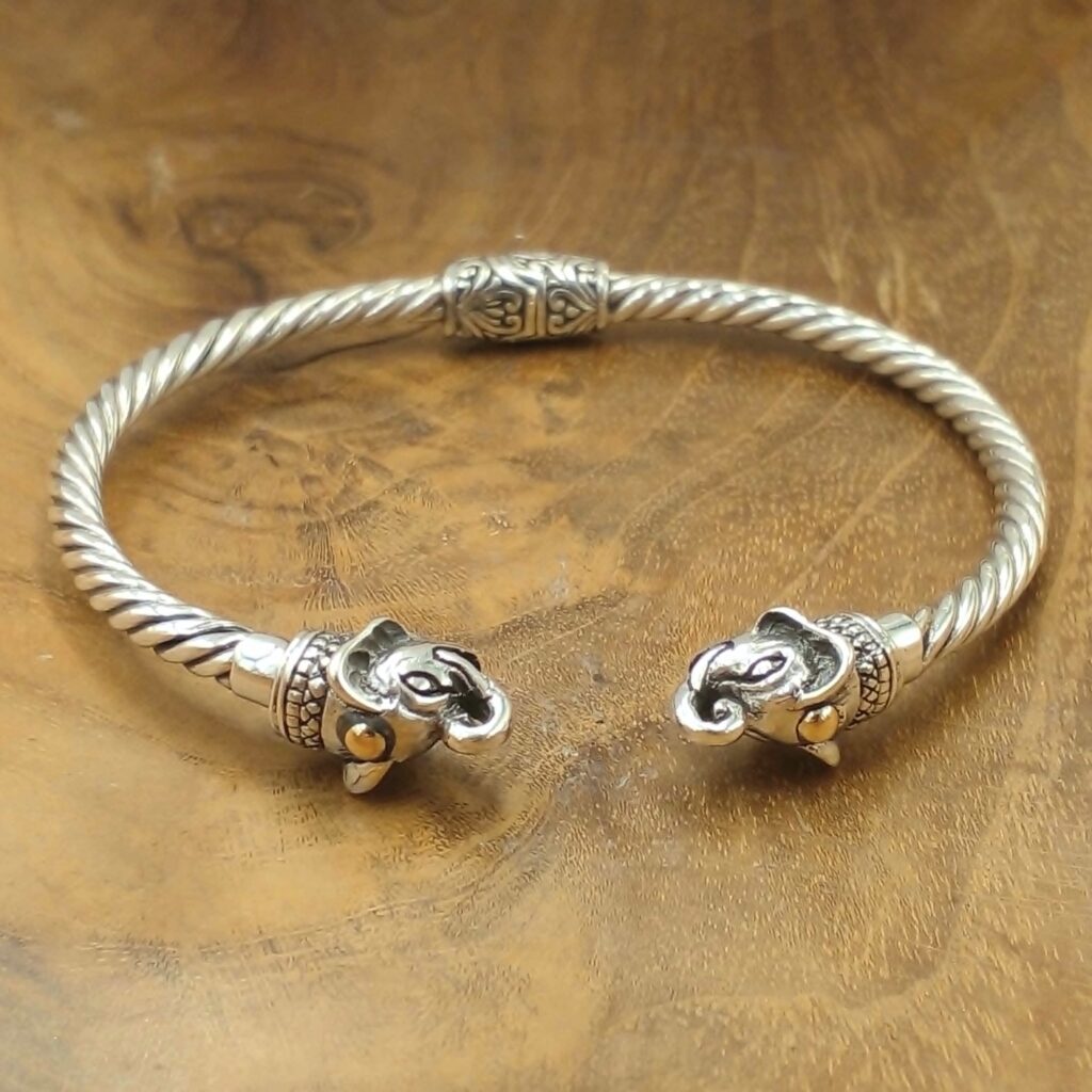 gelang perak cuff cable