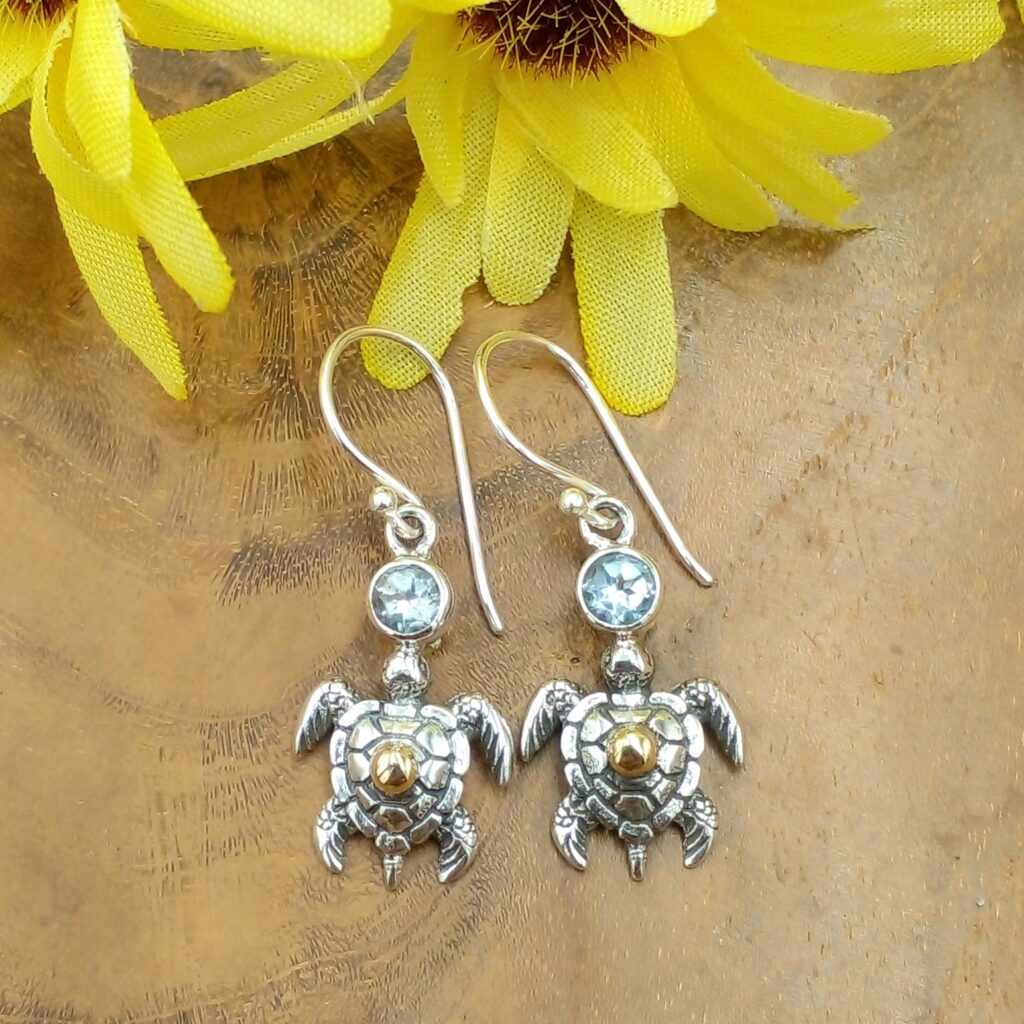 Anting Perak Penyu Permata