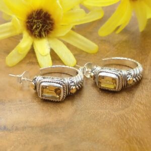 Anting Tusuk Perak Bali Permata Rectangle E1727 - Gambar 2