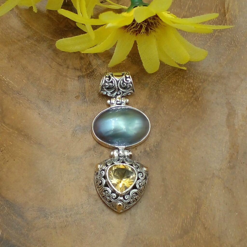 liontin perak bali permata