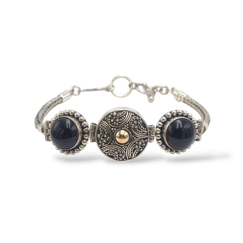 Gelang Perak Box Bulat Black Onyx B356