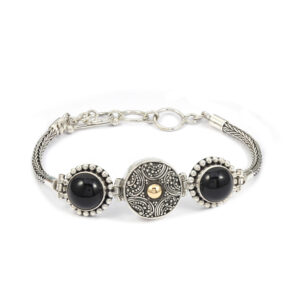 Gelang Perak Box Bulat Black Onyx B356