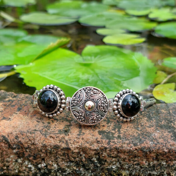 Gelang Perak Box Bulat Black Onyx B356