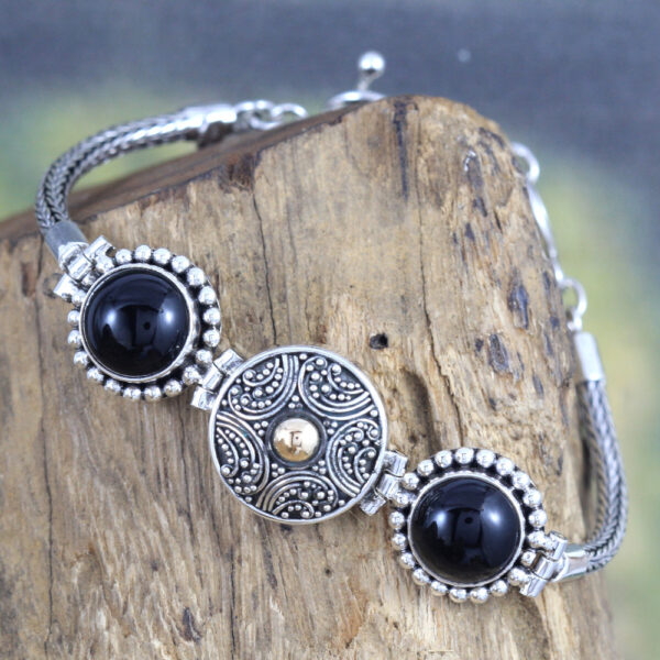 Gelang Perak Box Bulat Black Onyx B356