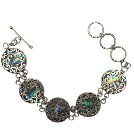 Gelang Perak Abalone Ukir Bali B537