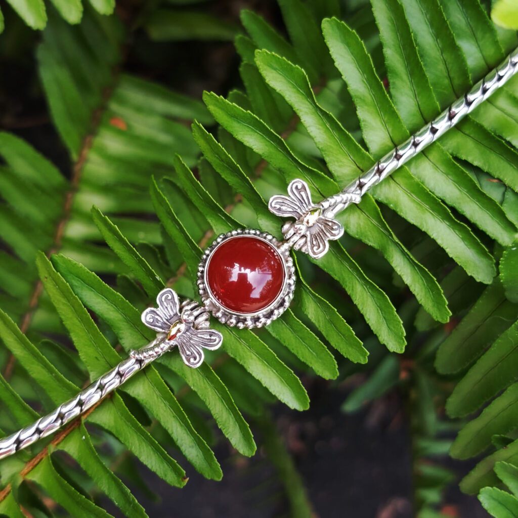Gelang Perak Rantai Permata Carnelian Capung B608