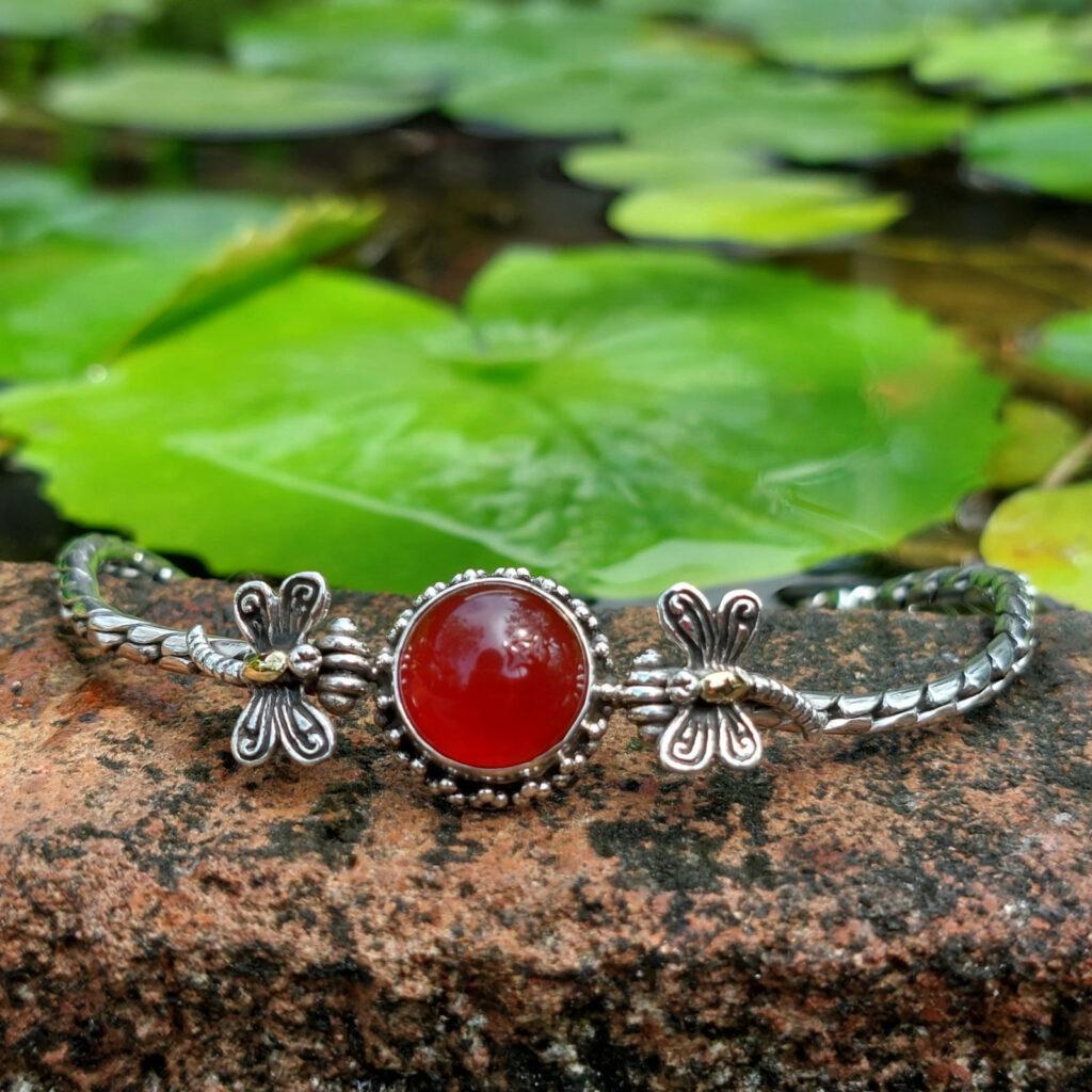 Gelang Perak Rantai Permata Carnelian Capung B608