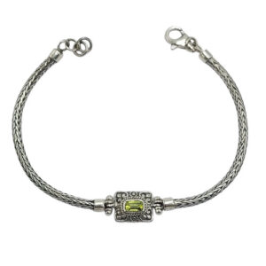 Gelang Rantai Perak Ukiran Rectangle dengan Permata B704