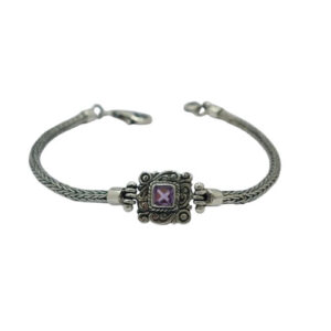 Gelang Perak Ukiran Kotak Amethyst B705