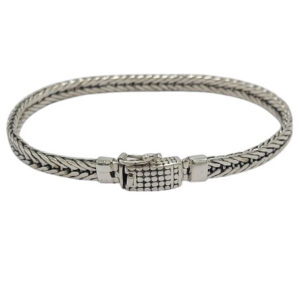 Gelang Perak Rantai Anyam Dotted Box Clasp B708 - Image 2