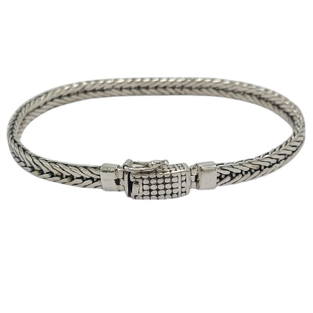 Gelang Perak Rantai Anyam Dotted Box Clasp B708