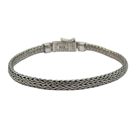 Gelang Perak Rantai Anyam Sumbu Kompor Pipih B709