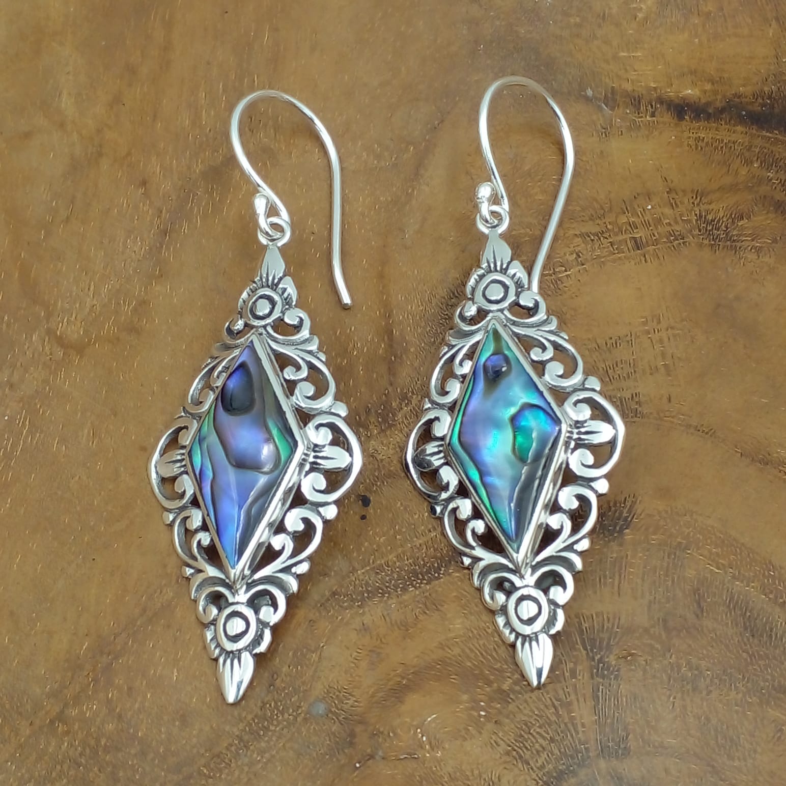 Anting Perak Kerang Wajik Ukiran Bali E1687 - Image 2