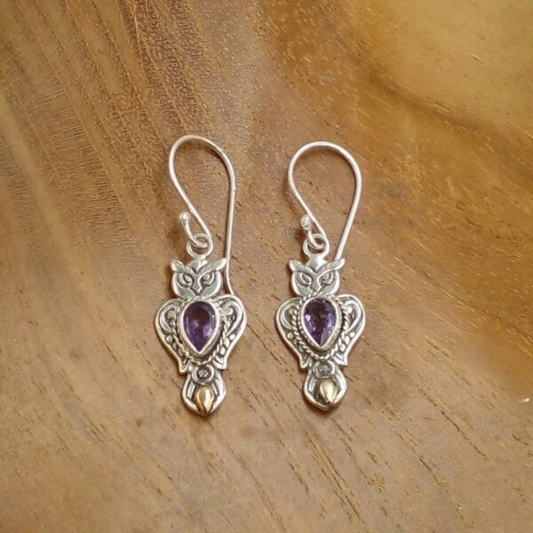 Anting Perak Burung Hantu Permata E1835