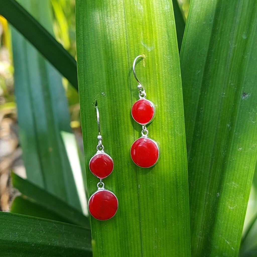 Anting Perak Kerang Bulat Ganda (Shell Earrings) E1847