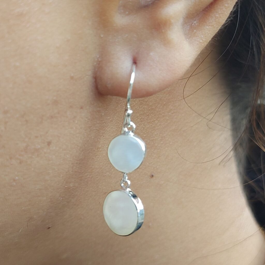 Anting Perak Kerang Bulat Ganda (Shell Earrings) E1847