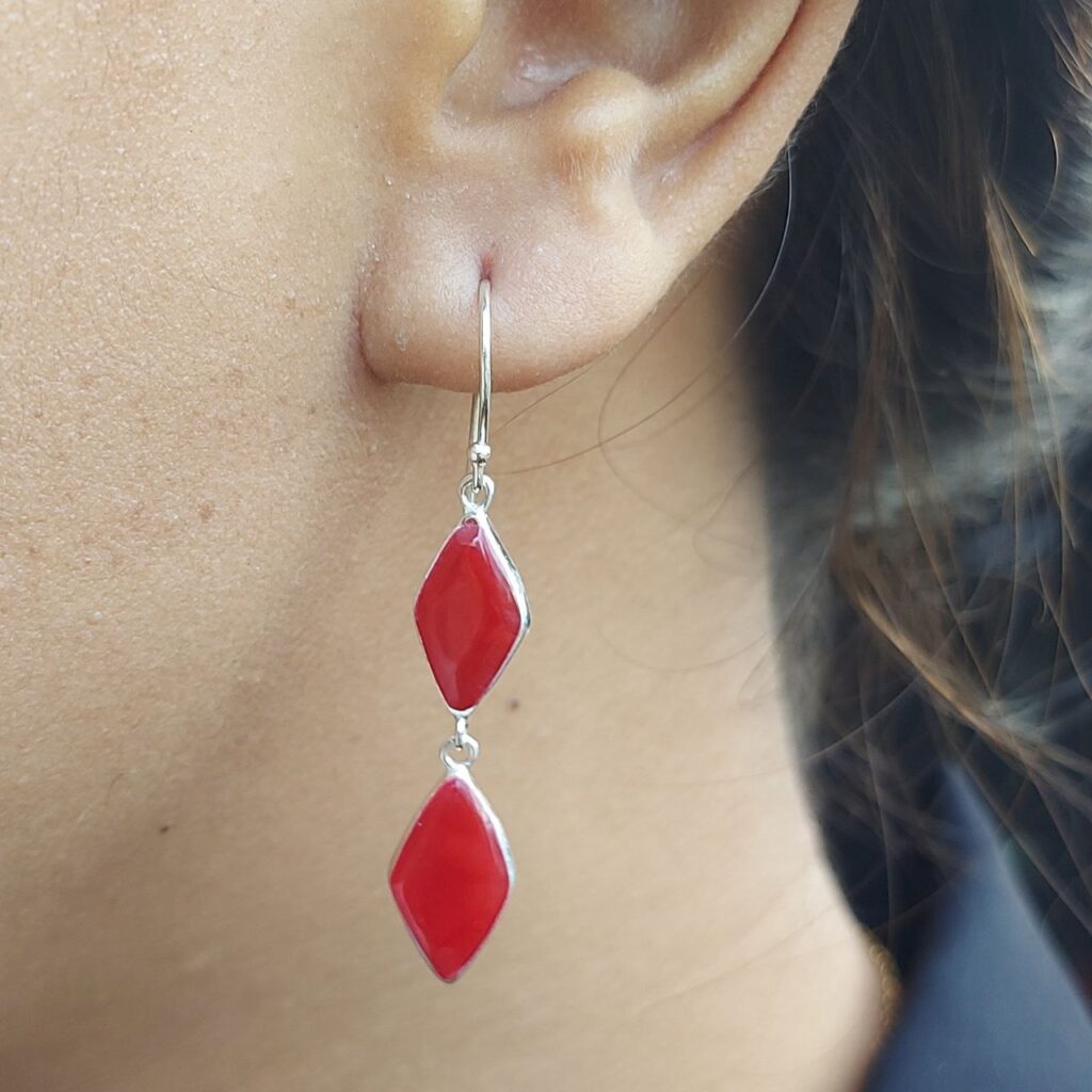 Anting Perak Kerang Wajik Ganda (Shell Earrings) E1850