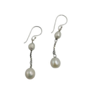 Anting Perak Rantai Mutiara Ganda E1859