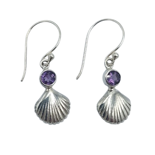 Anting Perak Motif Kerang Permata E1871