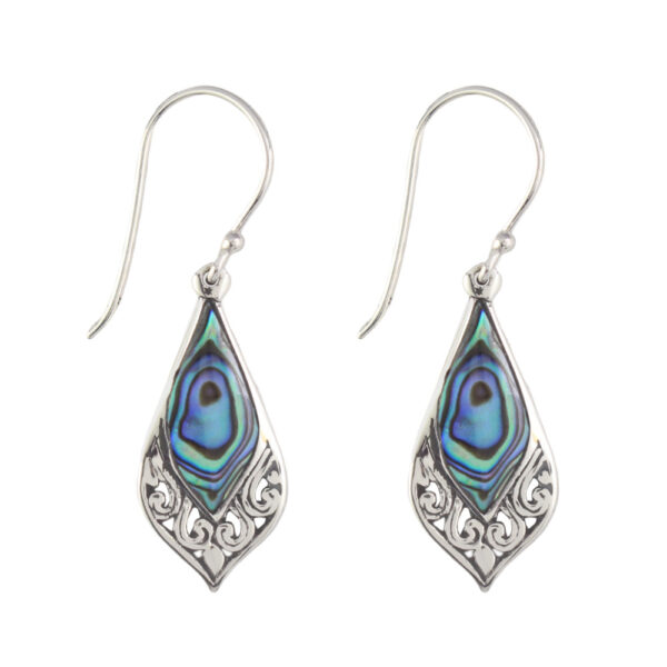 Anting Perak Ukiran Daun dengan Kerang E791