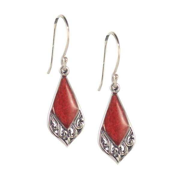 Anting Perak Ukiran Daun dengan Kerang E791