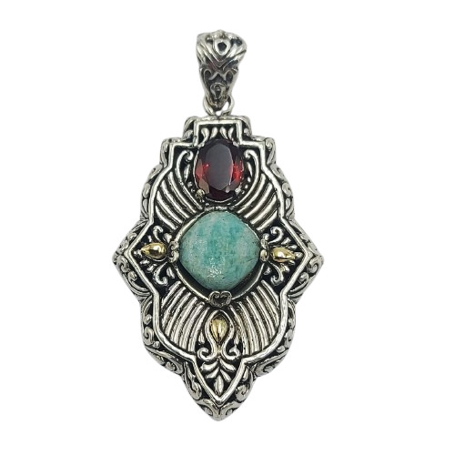 Liontin Perak Wajik Etnik Ukiran Bali P581