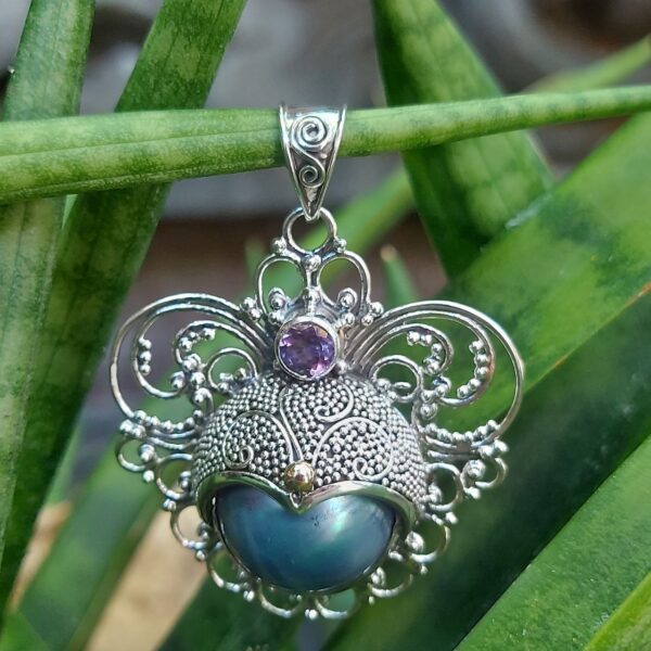 Liontin Perak Mutiara Mabe Ukiran Bali P588