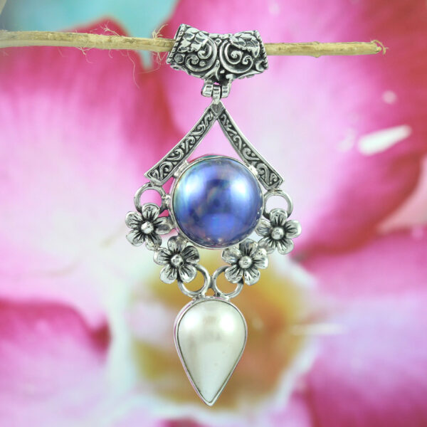 Liontin Perak Bunga Mutiara Mabe Ganda P652