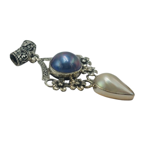 Liontin Perak Bunga Mutiara Mabe Ganda P652