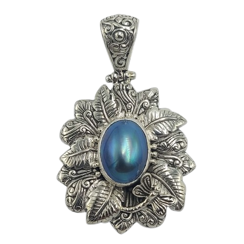 Liontin Perak Daun Mutiara Mabe Oval P671