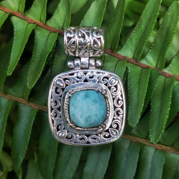 Liontin Perak Kotak Amazonite P801