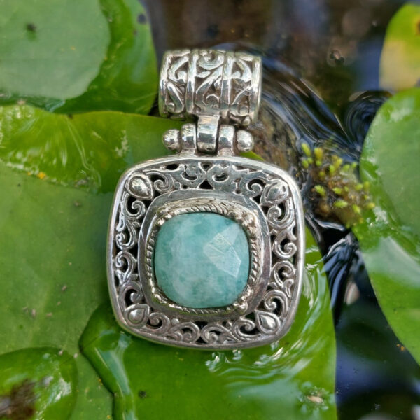 Liontin Perak Kotak Amazonite P801