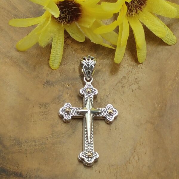 Liontin Perak Salib dengan Emas P883