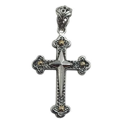 Liontin Perak Salib dengan Emas P883