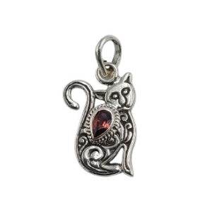 Liontin Perak Kucing dengan Permata P896