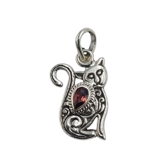 Liontin Perak Kucing dengan Permata P896