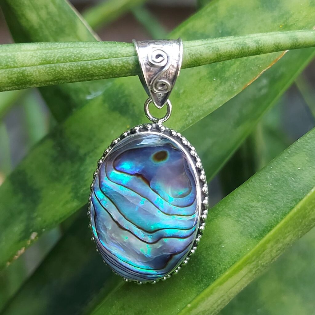Liontin Perak Asli Kerang Oval (Shell Pendant) P897