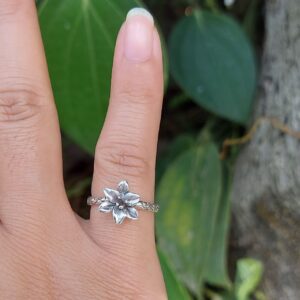 Cincin Perak Bunga Lily R678 - Image 5