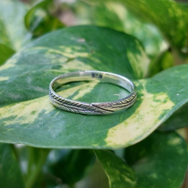 Cincin Perak Motif Daun R689