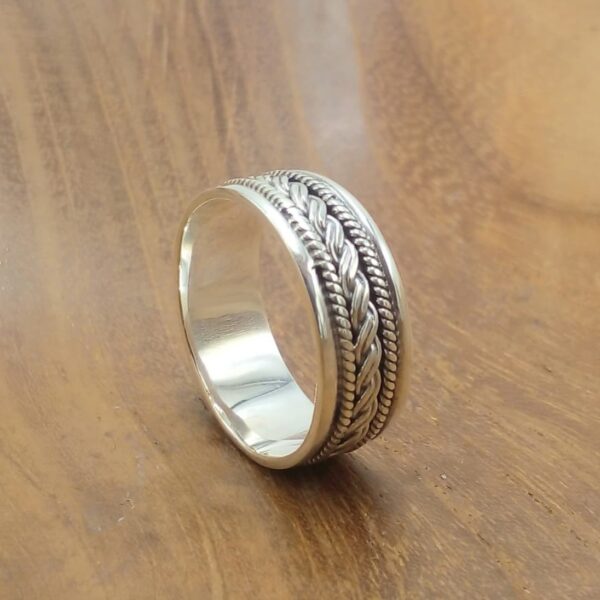 Cincin Perak Motif Tali Jalin R706