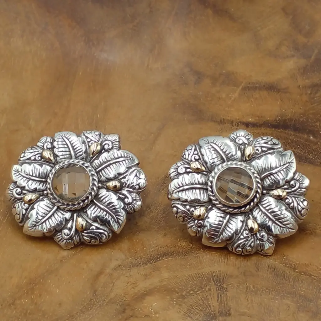 Anting Wanita Elegan Motif Daun dengan Permata E1640