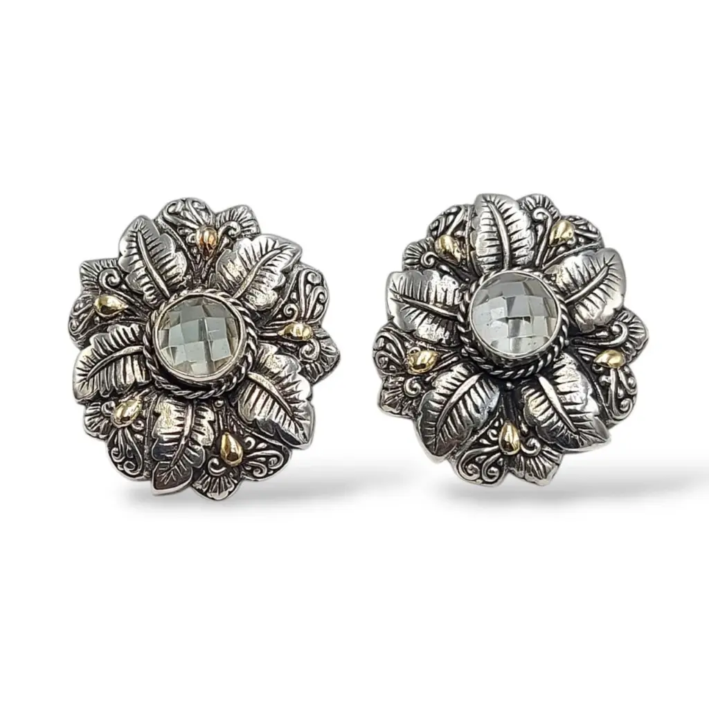 Anting Wanita Elegan Motif Daun dengan Permata E1640