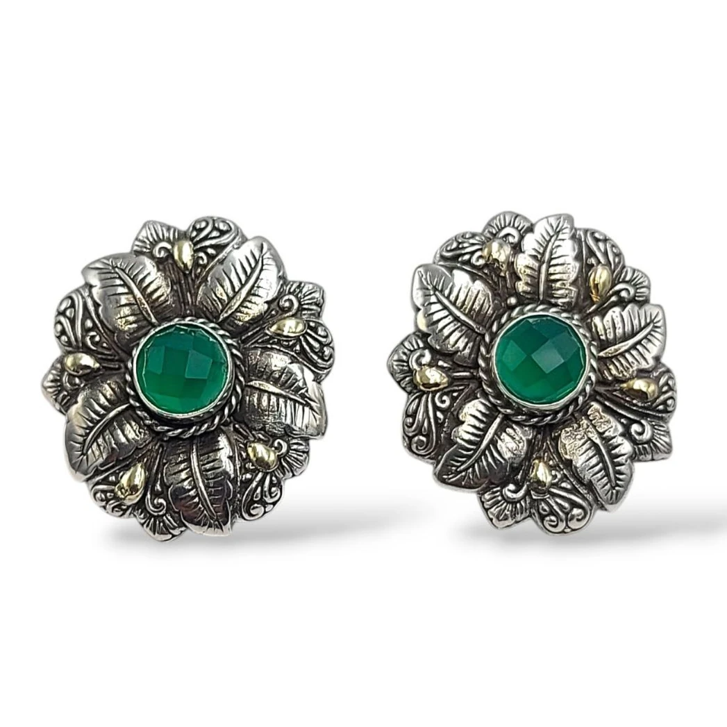 Anting Wanita Elegan Motif Daun dengan Permata E1640 - Gambar 3